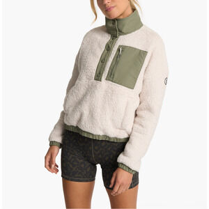 Vuori Cream and Olive Women's Pullover